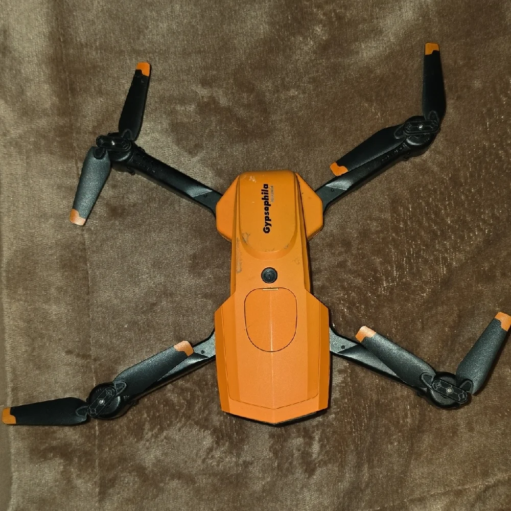 Orange Compact Foldable Drone with Remote Controller